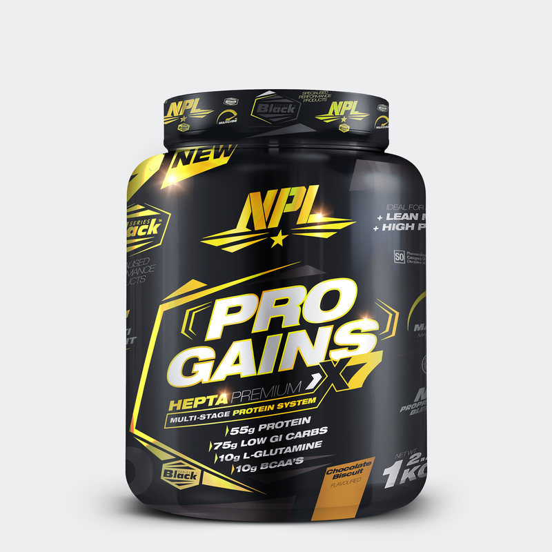 Pro Gains is an ultra-premium sports supplement that is scientifically formulated to support muscular hypertrophy, by providing 55g of protein with very low sugar to promote mass gain. An elite all-in-one mass gainer with added amino acids and glutamine to aid lean muscle growth.