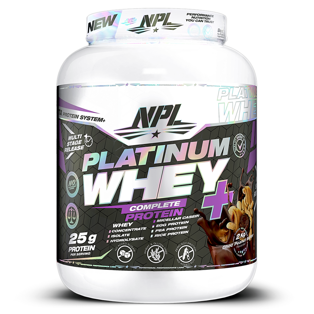 platinum whey plus, whey concentrate, isolate and hydroisolate as well as micellar casein protein and added egg, pea and rice protein. For rapid and prolonged absorption for several hours post workout.